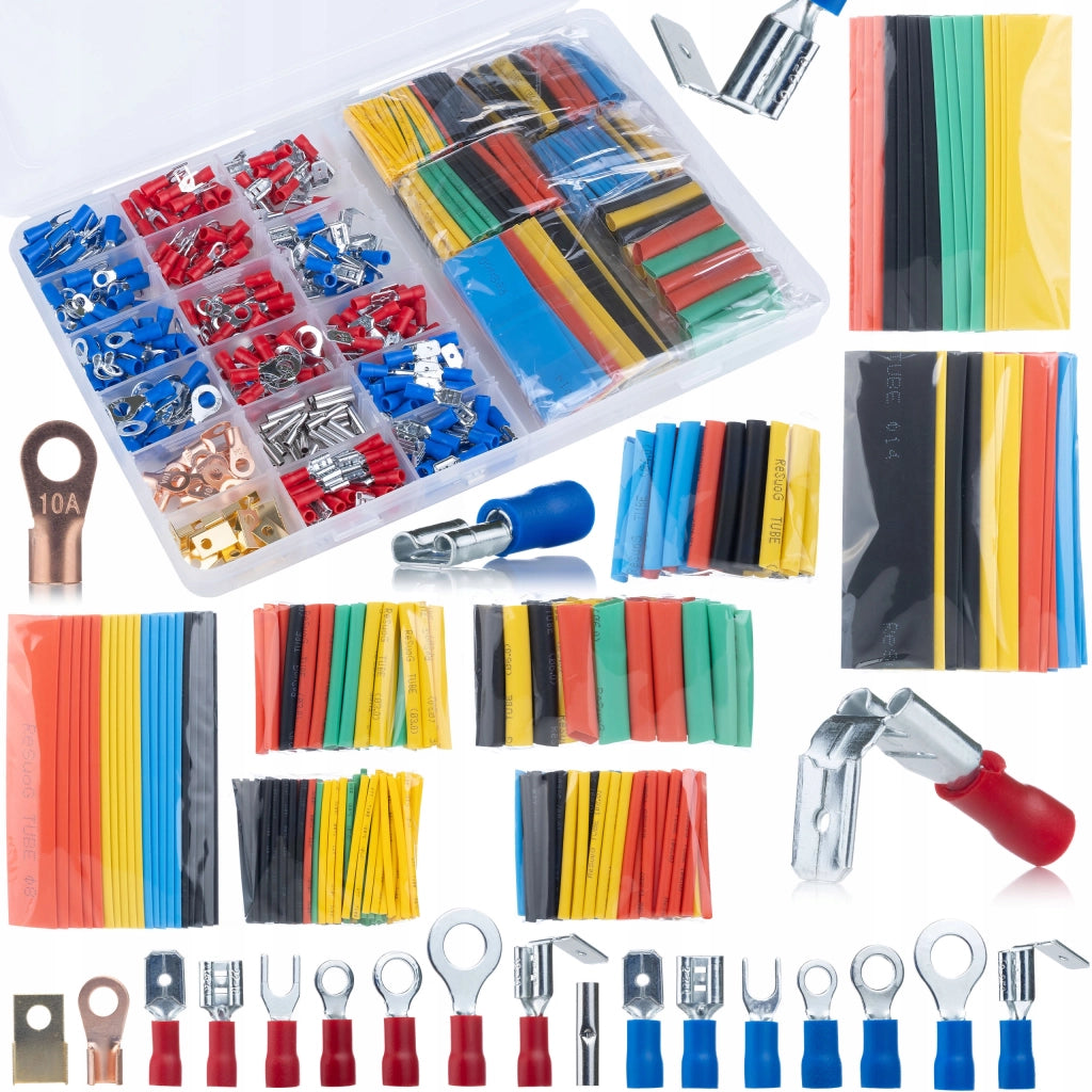 Set di Connettori Isolati e Tubetti Termorestringenti + Spelafili Automatico con Crimpatrice – 350 Connettori