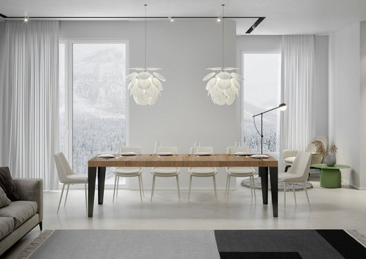 Tavolo Allungabile 200-304x90x77 cm Flame Premium Quercia Natura Telaio Antracite