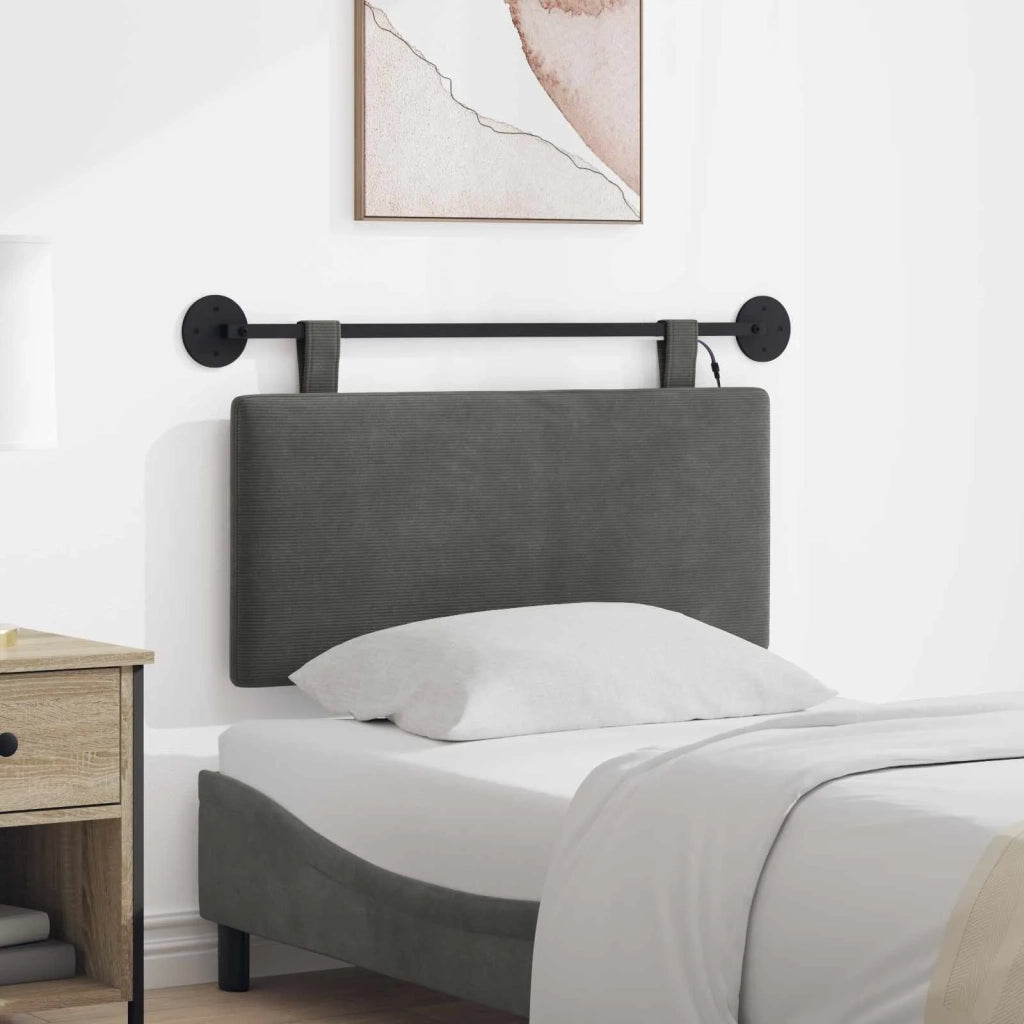 Testiera sospesa Con luce LED Grigio Scuro Tessuto in Cords 3424282