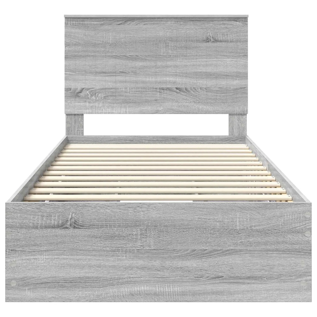 Struttura del letto con cassetto-Giroletto con contenitore-Rete del Letto Grigio Sonoma 100 x 200 cm 289130
