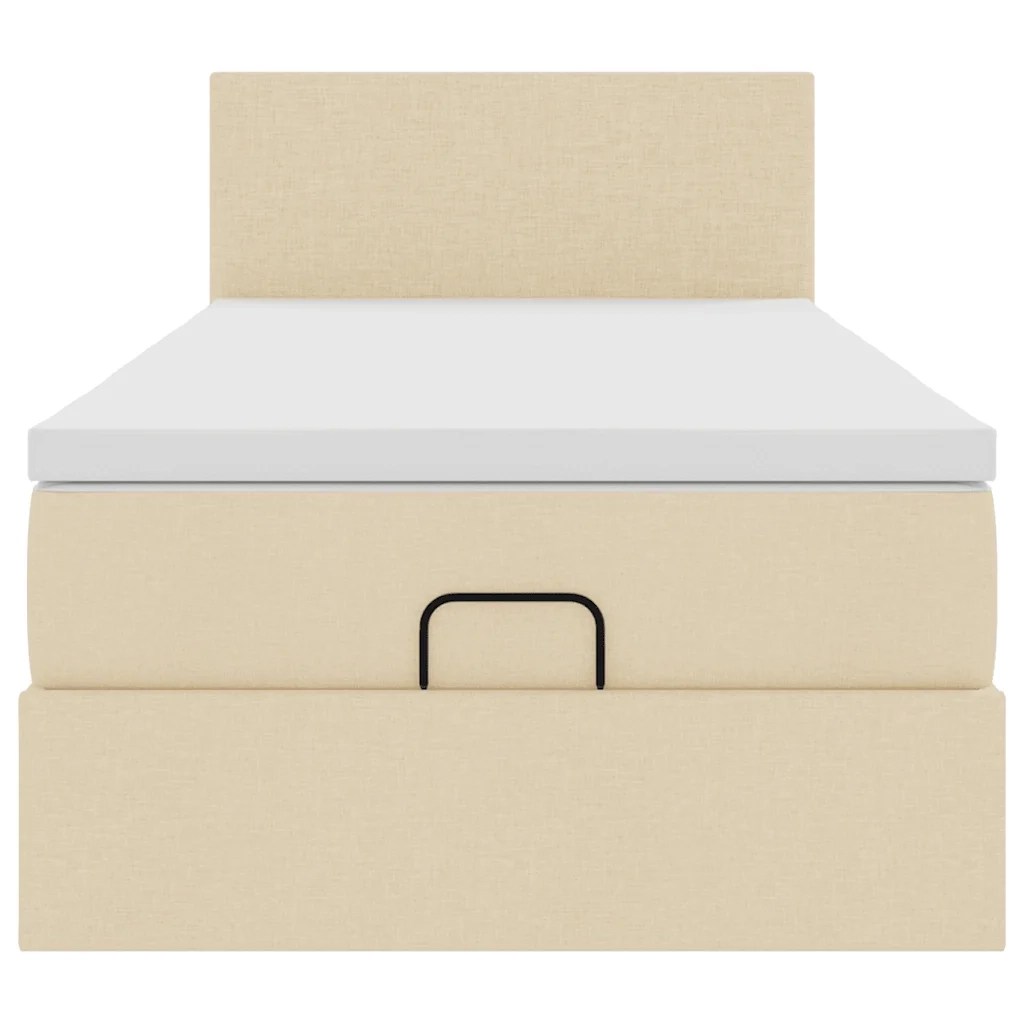 Struttura Letto Pouf con Materasso Crema 90x190 cm in Tessuto 3311343