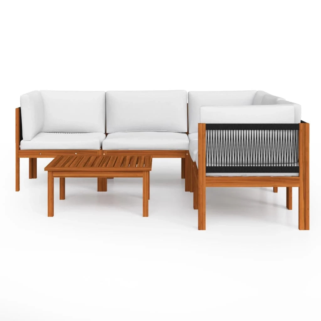 Set di mobili da giardino mobili da esterno 6 pezzi con cuscini colore crema legno massello di acacia 02_0016750