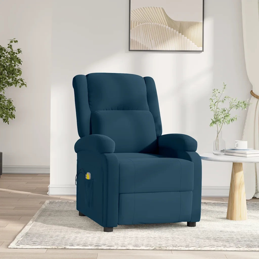 Poltrona Massaggiante Elettrica Blu in Velluto 3098414