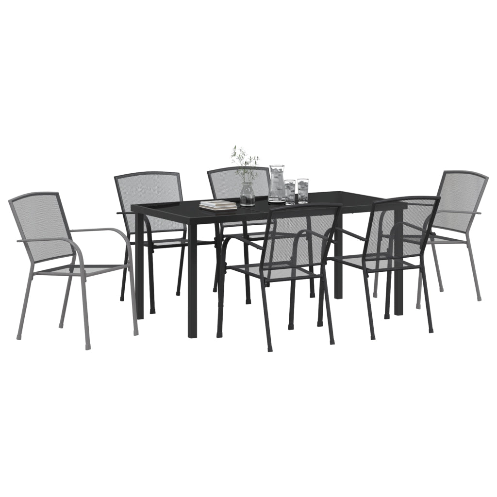 Set da Pranzo da Giardino 7 Pezzi Antracite Acciaio