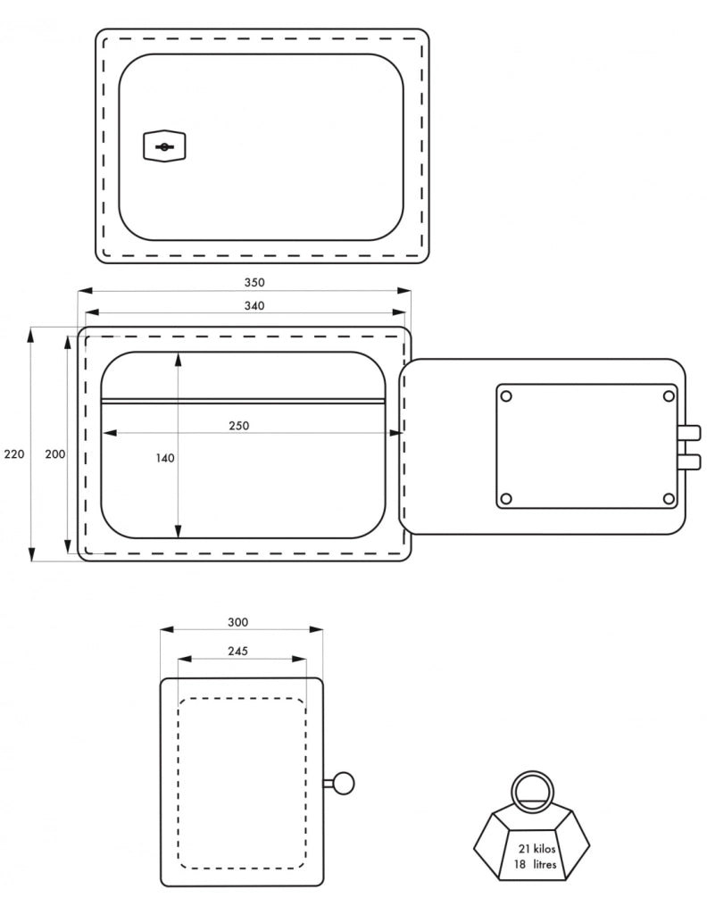 Cassaforte Portavalori libera installazione Bran, 22x35x30cm, con chiave - THIRARD