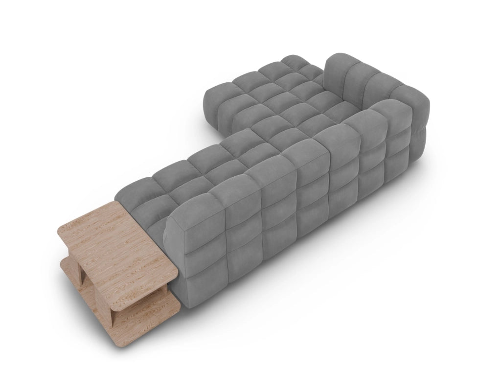 Cosmopolitan Design - Divano angolare modulare sinistro "Sky" 4 posti in velluto grigio chiaro 