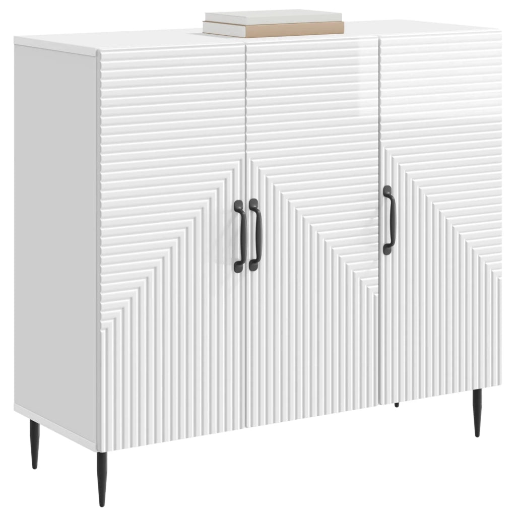 Credenza Bianco Lucido 89 x 34,5 x 80 cm Legno ingegnerizzato