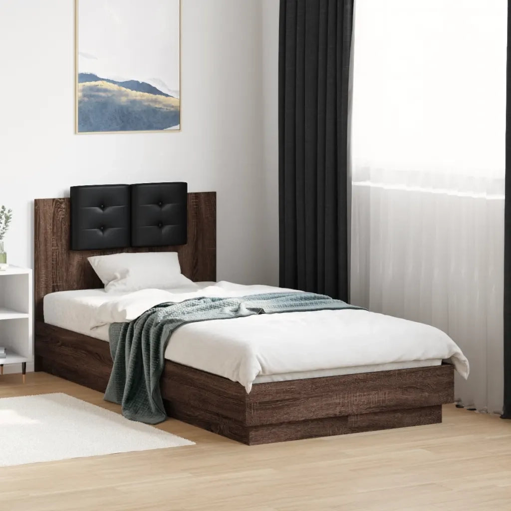 Giroletto Testiera-Struttura Letto Rovere Marrone 75x190 cm Legno Multistrato
