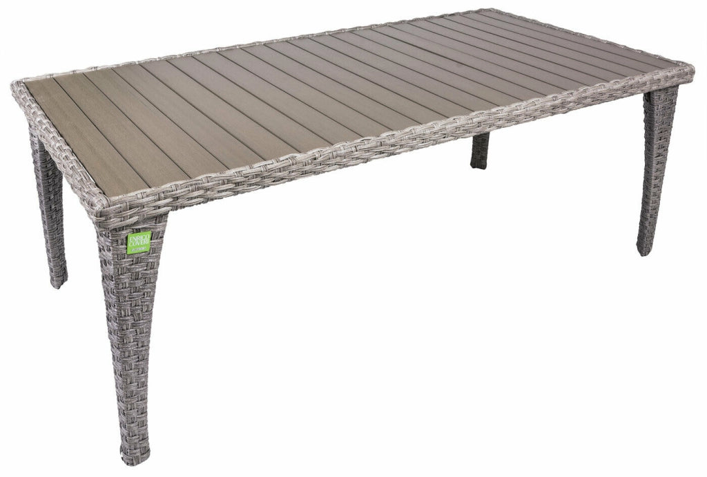 Tavolo da Giardino Esterno Struttura Acciaio Polyrattan Imperial Enrico Coveri Colore principale: Whisher (marrone chiaro), Dimensione: 90 x 140 cm
