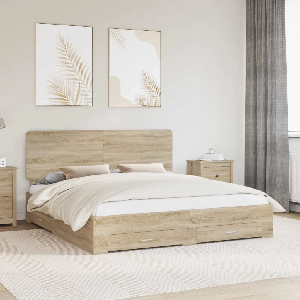 Struttura del letto con testiera Rovere Sonoma 200 x 200 cm 3412744