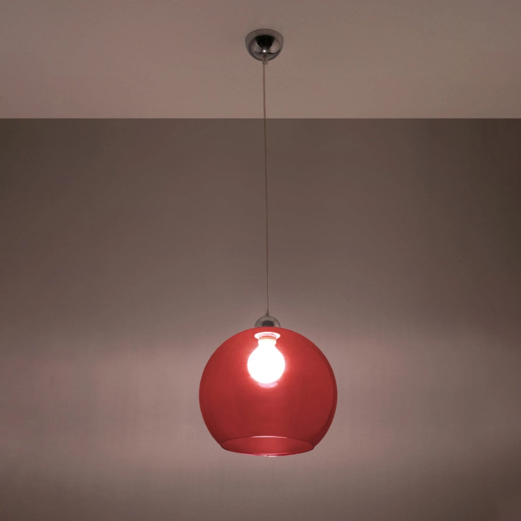 Lampada sospensione Rotund rossa vetro E27 Pure Lume
