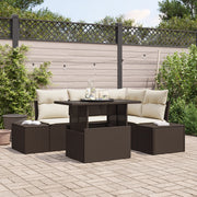 Set Divani Giardino con Cuscini Marrone Polyrattan