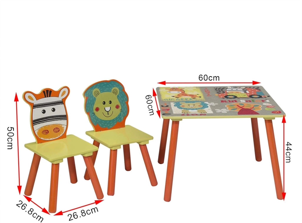 Tavolo e Sedie per Bambini Tavolino con 2 Sgabelli Set Mobili per Soggiorno in Legno