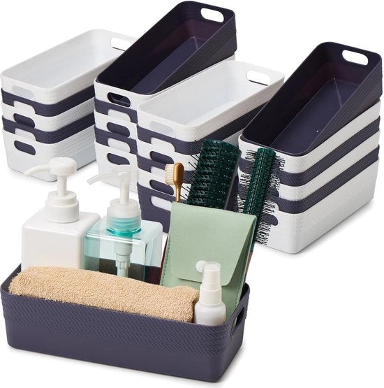 Cassetto di stoccaggio in plastica lungo (12 grigio + 12 bianco)