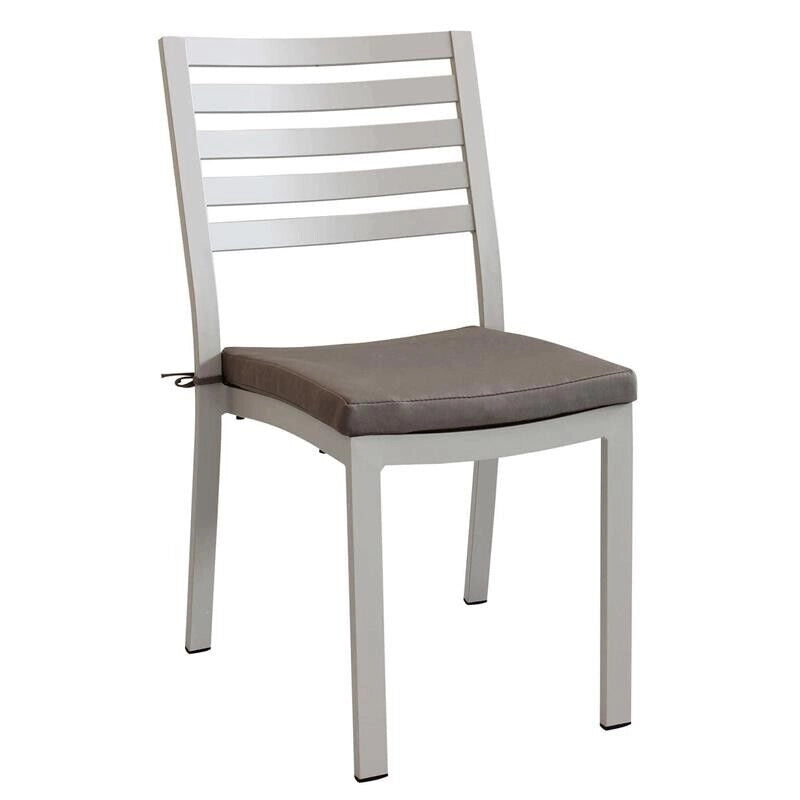SEDIA FORMENTERA IN ALLUMINIO TORTORA CON CUSCINO TAUPE