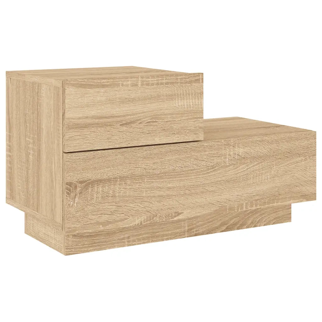 Comodino con Luci LED-Tavolino da notte Rovere Sonoma 70x36x40,5 cm