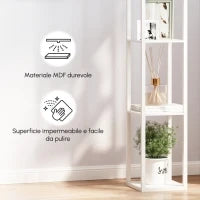 Lampada da Terra con 3 Mensole Integrate, Attacco E27 Potenza 40W, Arredamento Moderno in MDF, 26x26x160cm, Bianco