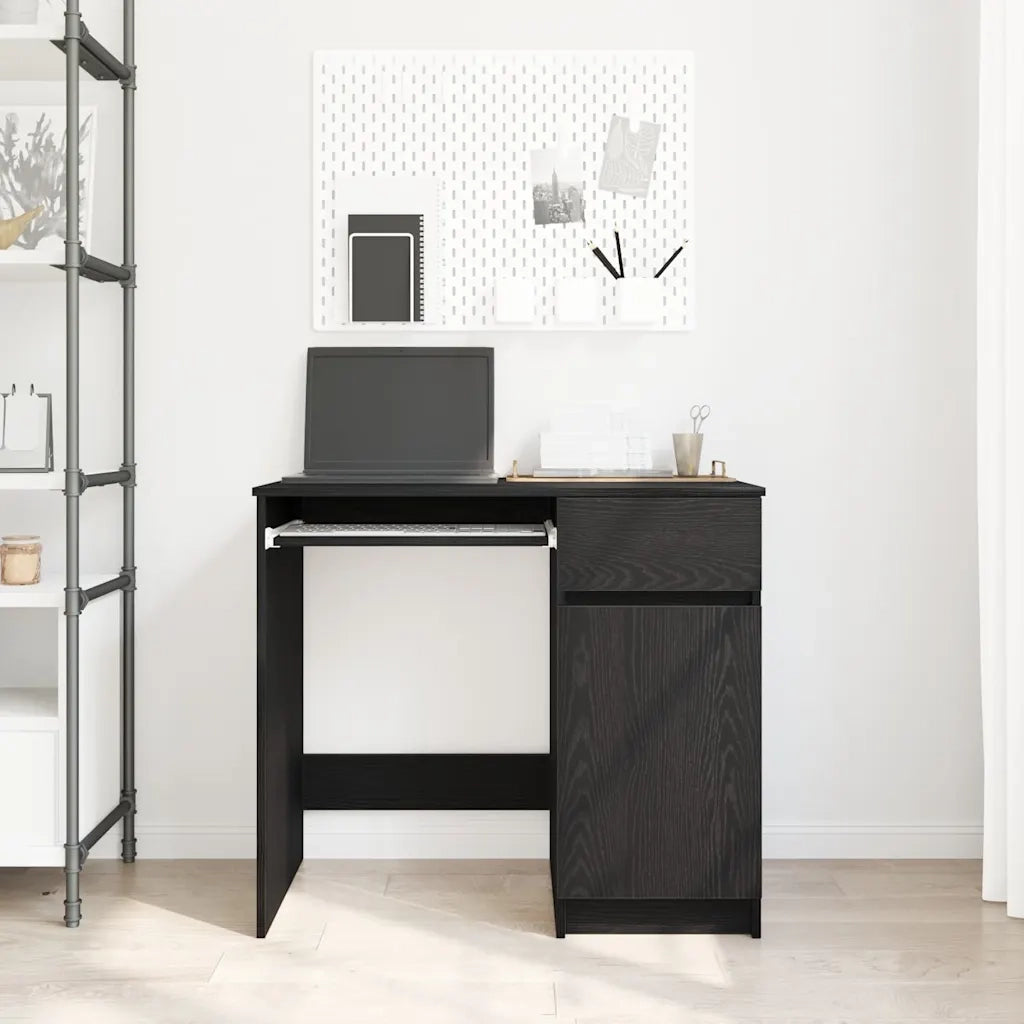Scrivania Rovere Nera 86x49x76 cm in Legno Multistrato 861824