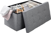 Banco di stoccaggio moderno - Con spazio di stoccaggio - Bancopiedi con cassetti - Sedia con cassetti e supporto per gambe - Sedia con cassetti e schienale - Colore chiaro - Tela - 76x38x38 cm