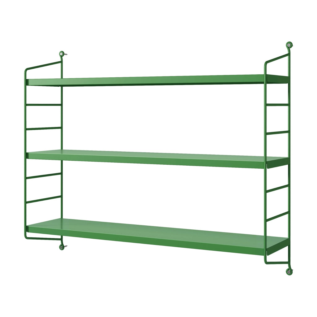Scaffale da Parete Strängnäs a 3 Ripiani Regolabili 50 x 60 x 15 cm Acciaio Verde Mela [en.casa]