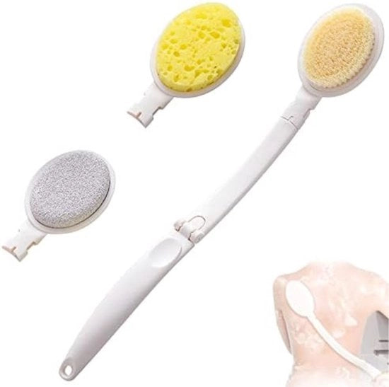 Set di Spazzola per la Doccia con Acciaio - Spazzola per la Pelle - Kit di 1 Spazzola con Acciaio Lungo e 2 Pannelli Interchangeabili