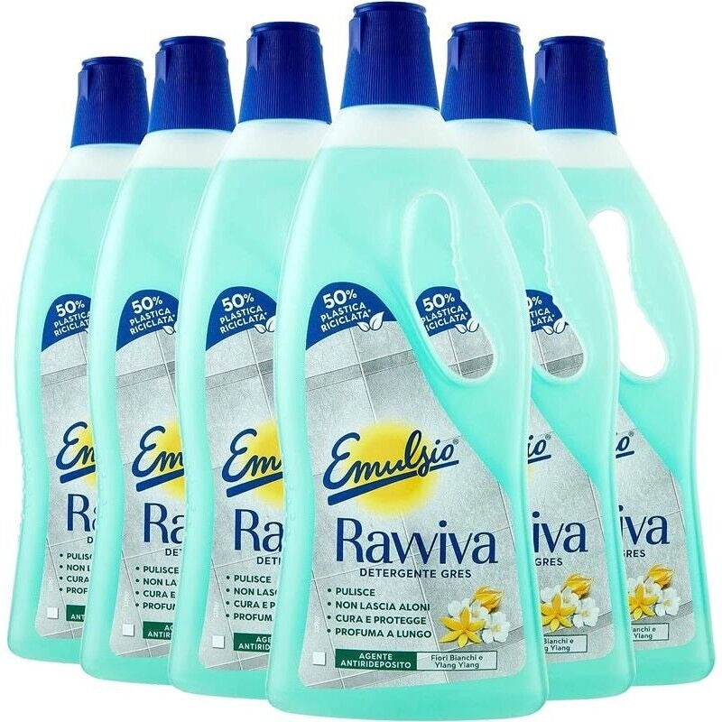SET 6 EMULSIO DETERSIVO LIQUIDO PAVIMENTI 1LT RAVVIVA GRES