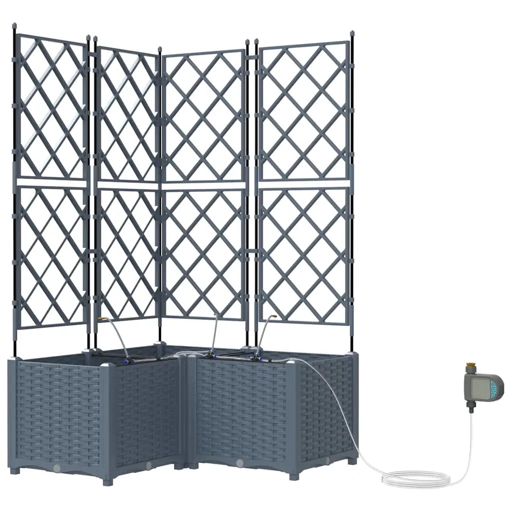 Fioriere | Cassetta per fiori | Vaso da giardino 3 pz Grigio Chiaro 80 x 80 x 142 cm Plastica