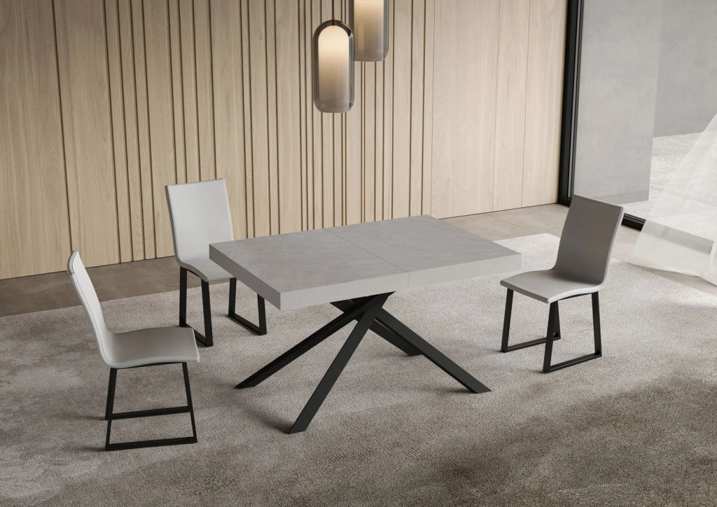 Tavolo Allungabile 140/224x80Cm Niket Cashmere Gambe Antracite