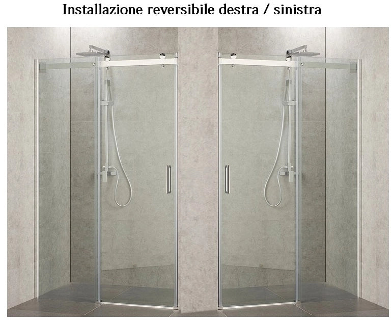 Porta Doccia Scorrevole Cristallo 8mm Cromo h190cm DELUX Trasparente 8mm,Cromo lucido,140 cm