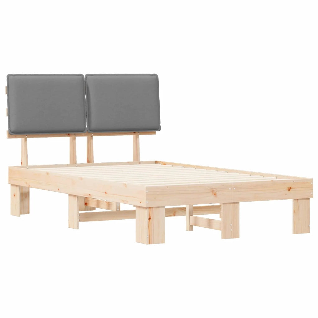 Letto con Testiera Rivestita Grigio chiaro 120 x 190 cm