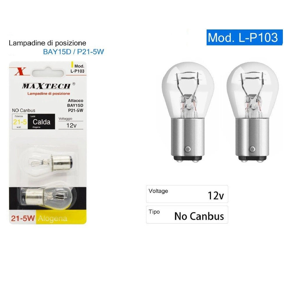 Trade Shop - Lampadine Di Posizione Auto Bay15d 12v 21-5w Luce Calda Alogena No Canbus L-p103 -