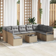 Set di divani con cuscino 10 pcs Beige polyrattan 3346550