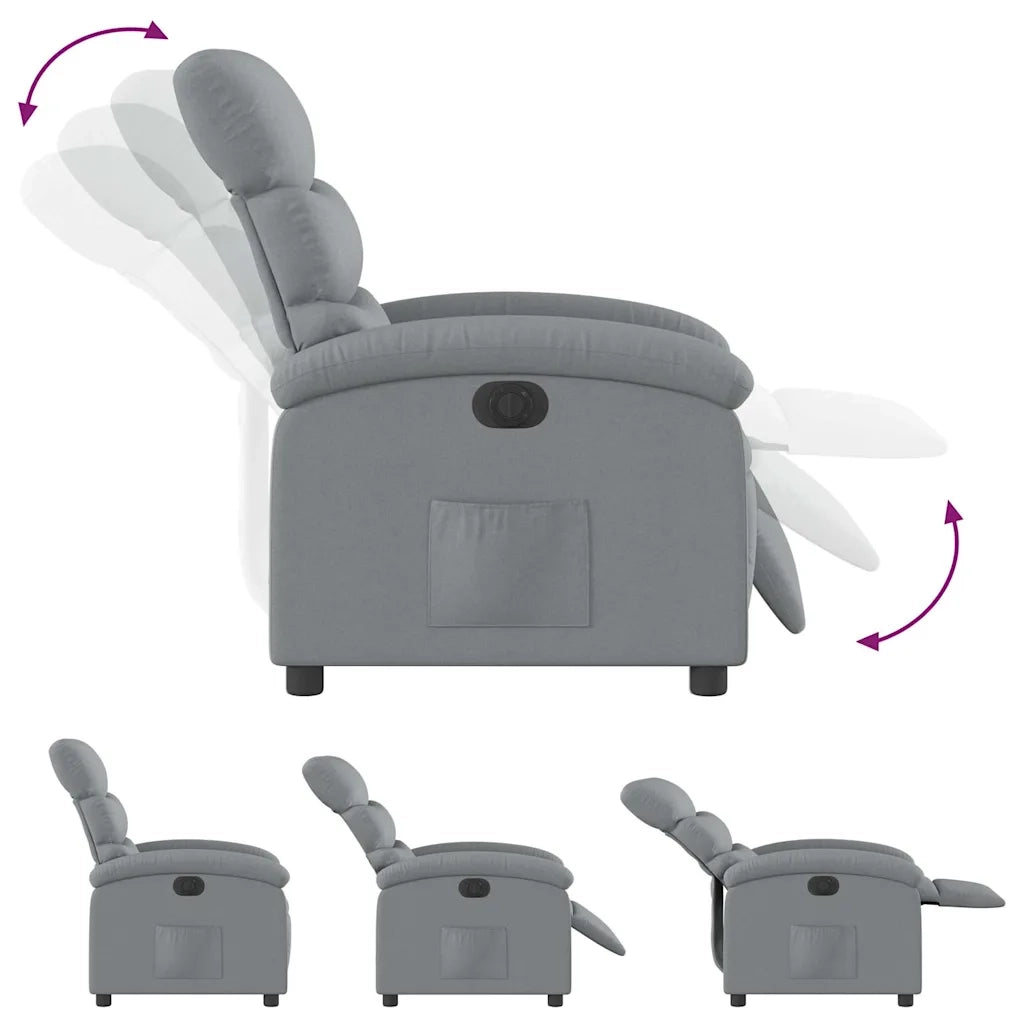 Poltrona Elettrica Reclinabile Grigio Chiaro in Tessuto 3203954