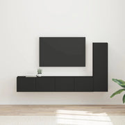 Set mobile TV Montaggio a parete 3 pcs Nero Legno multistrato