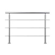 Ringhiera Balaustra Corrimano in acciaio inox spazzolato 150x106cm per interni ed esterni 3 barre trasversali