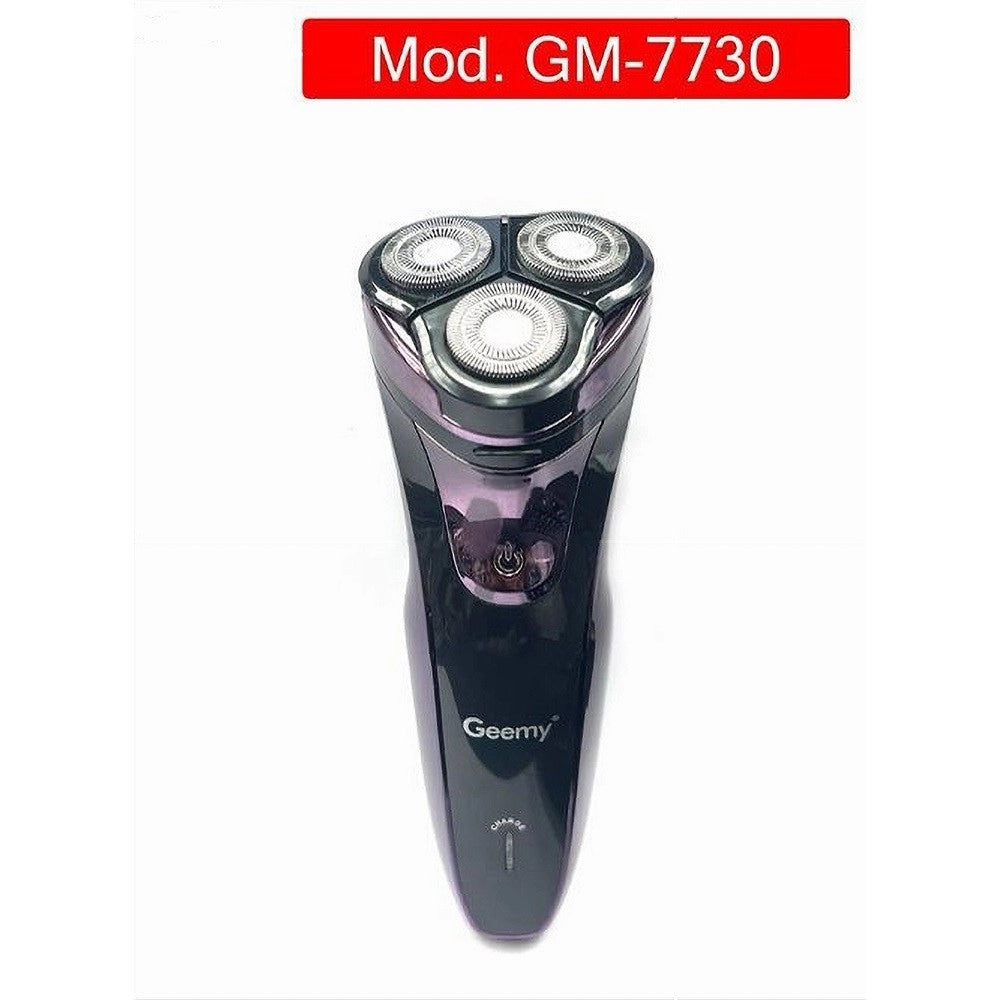 Trade Shop - Rasoio Elettrico 3 Teste Rotativo A Batteria Ricaricabile Senza Fili Uomo Gm-7730 -
