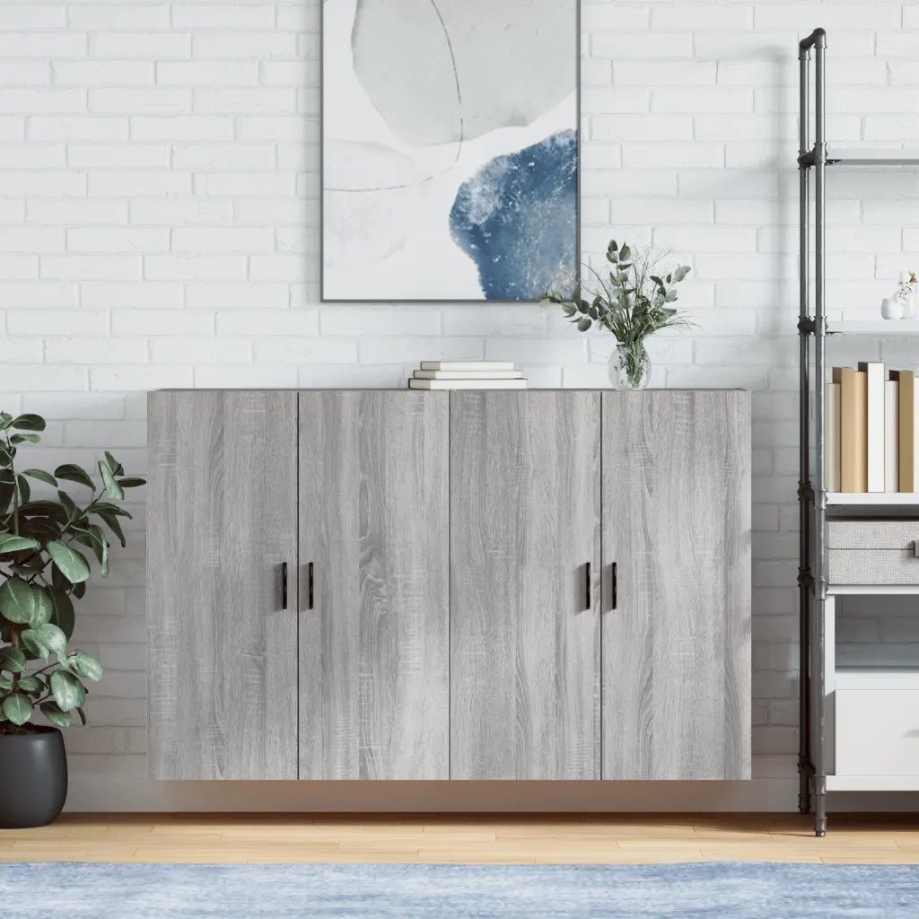 Armadietto a Muro | Mobili a Parete 2 pz Grigio Sonoma 69,5x34x90 cm