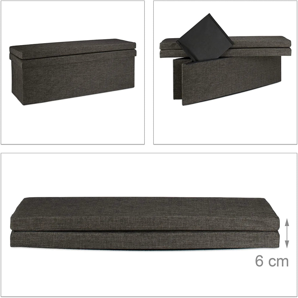 Pouf/panca pieghevole portabiancheria 114 cm marrone 13_0002783