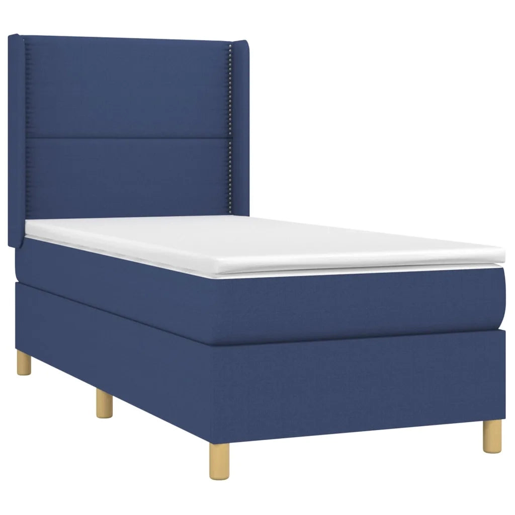 Letto a Molle con Materasso e LED Blu 100x200cm in Tessuto 3138779