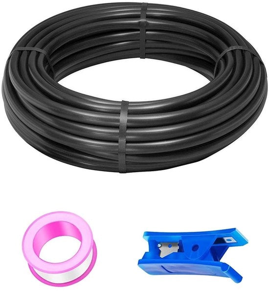 Slang Pneumatico 20 m - Slang di Raffreddamento - Materiale PU - Diametro Esterno 10 mm - Diametro Interno 6,5 mm - Incluso Taglia Tubi/Teflon - Condotta d'Aria
