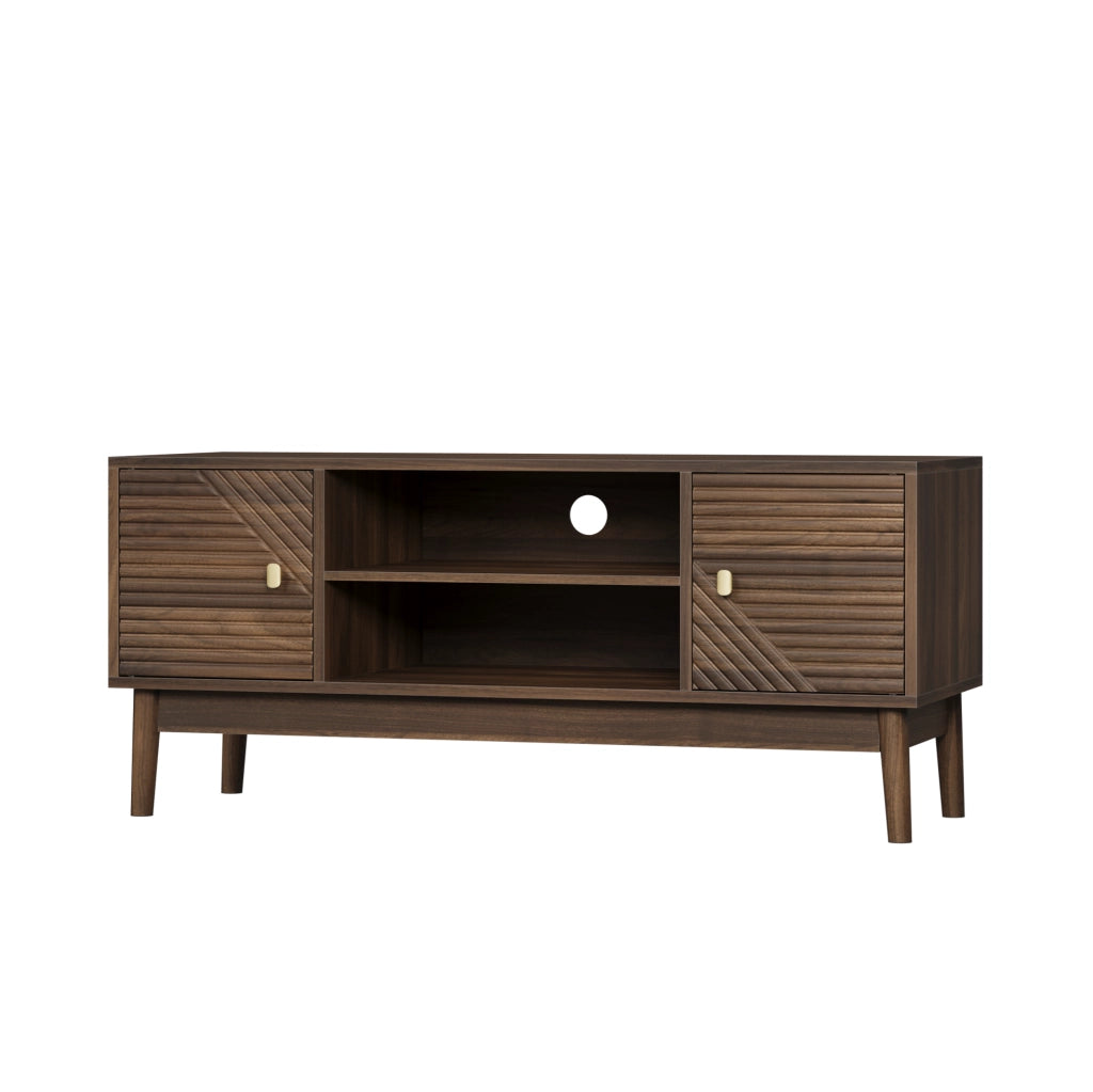 Mobile TV 110x40x48 cm con ampio spazio contenitore e gestione cavi in MDF; noce