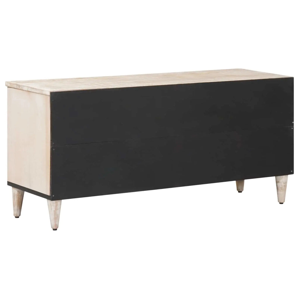 Mobile TV Bianco 100 x 33,5 x 46 cm Legno di mango massello 4018384