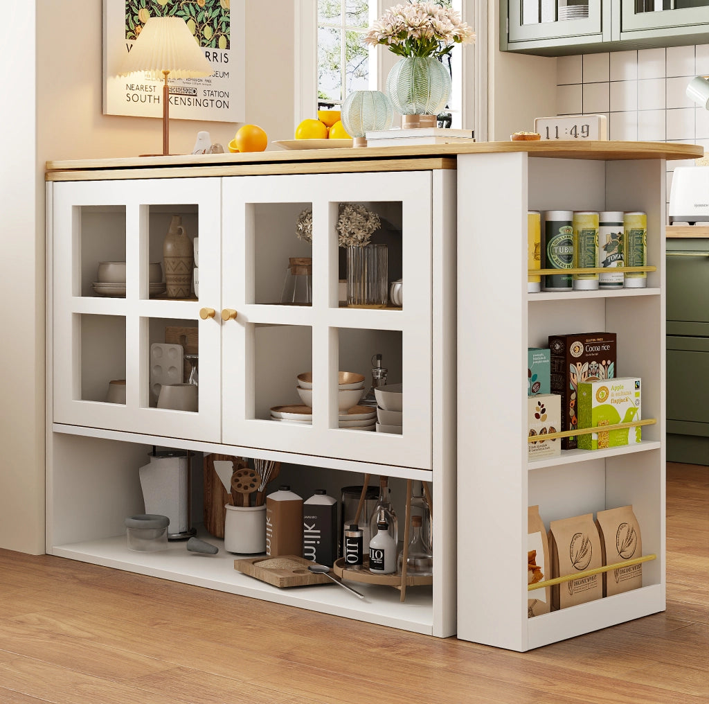 Mobile bar girevole e allungabile 138-204 cm bianco