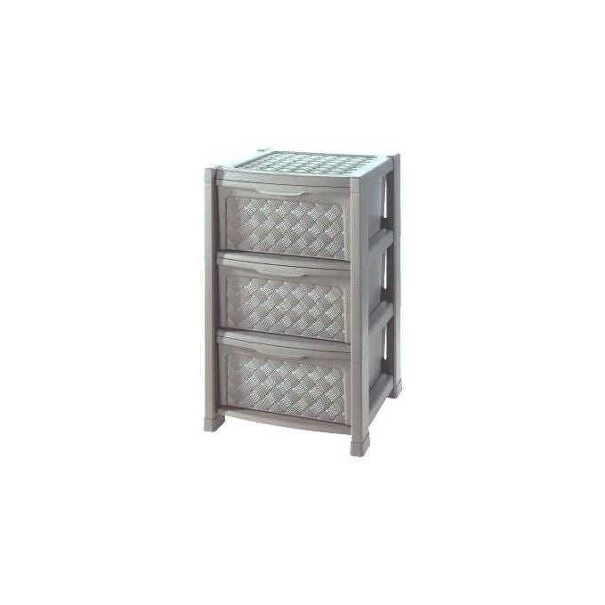 Tontarelli Cassettiera Arianna 3 Cassetti effetto rattan 39x39x63,5 cm colore Talpa