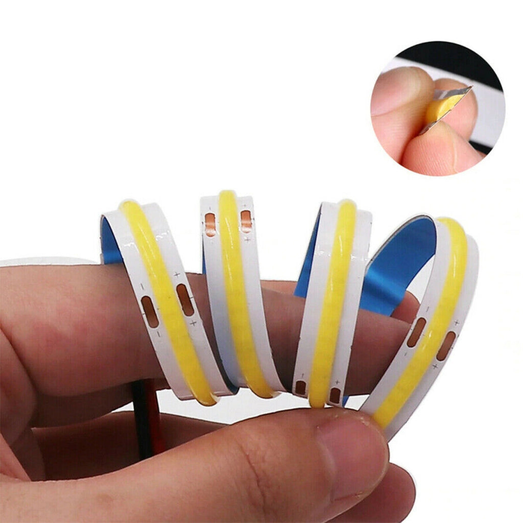 STRISCIA COB LED ADESIVA 5M LUCE BLU 40W TAGLIABILE FLESSIBILE COB320 12V