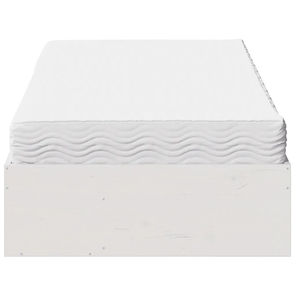Dormeuse con Materasso-Divano Letto Bianca 90x200 cm Legno Massello Pino 254623