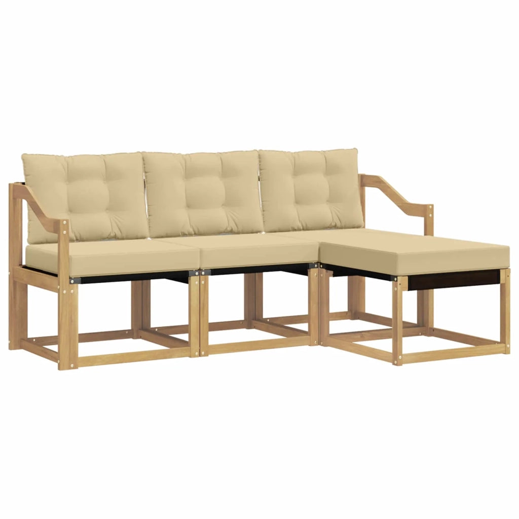 Set di divani da esterno 4 pz Bianco e Beige 3389367