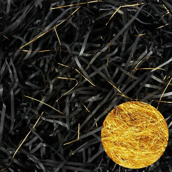 Rafia versnipperd papier decorativo, 250 g, con lamineatura d'acciaio e filigrana d'oro, imbottitura decorativa per pacchi, scatole e doni