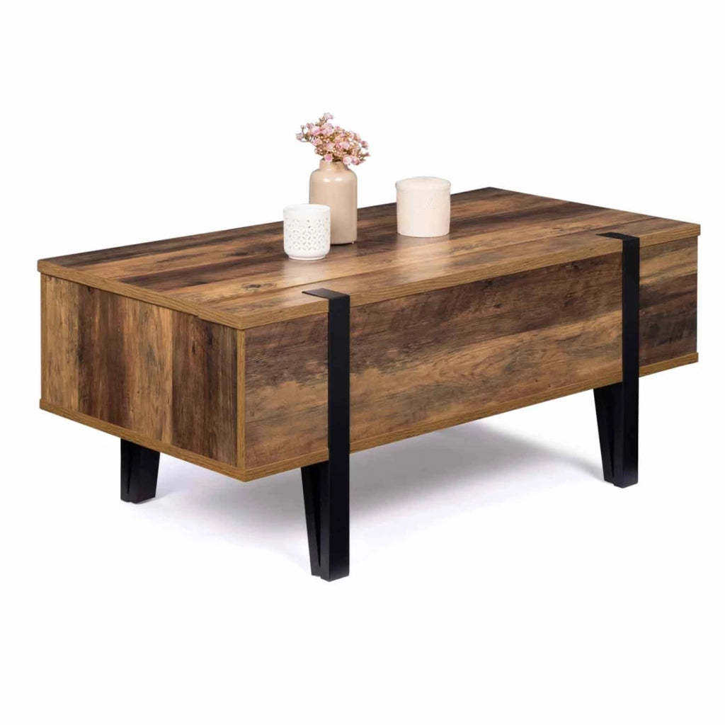 IDMarket - Tavolino rettangolare alzabile in legno AUSTRIA con base a perno