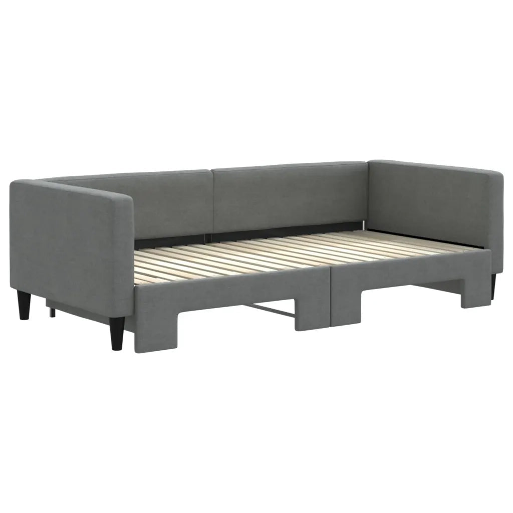 Divano Letto Letto Estraibile Grigio Scuro 100x190 cm Tessuto 3196656